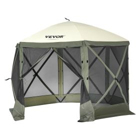 Pop Up Gazebo Tent, Pop-Up Screen Tent 6 Sided Canopy Sun Shelter with 6 Removable Privacy Wind Cloths & Mesh Windows (Color: Military Green, Item Size: 10 x 10 ft)