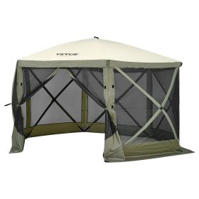 Pop Up Gazebo Tent, Pop-Up Screen Tent 6 Sided Canopy Sun Shelter with 6 Removable Privacy Wind Cloths & Mesh Windows (Color: Military Green, Item Size: 12 x 12 ft)